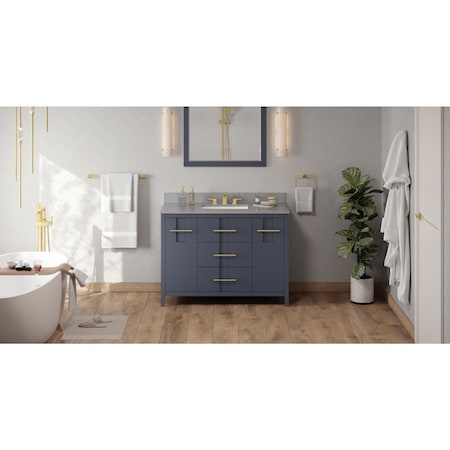 Jeffrey Alexander 48In. Blue Steel Katara Vanity, Steel Grey Cultured Marble Vanity Top, Undermount Rectangle Bowl VKITKAT48BSSGR